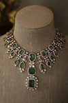 Paisley Pop_Green Polki Mint Embellished Necklace Set _at_Aza_Fashions