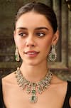 Buy_Paisley Pop_Green Polki Mint Embellished Necklace Set _at_Aza_Fashions