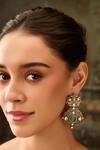 Buy_Paisley Pop_Green Crystals, Stones Mint Polki Cubic Zirconia Earrings _at_Aza_Fashions