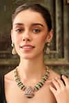 Paisley Pop_Green Polki Studded Necklace Set _Online_at_Aza_Fashions