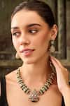 Buy_Paisley Pop_Green Polki Studded Necklace Set _Online_at_Aza_Fashions