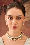 Paisley Pop_Blue Pearl Kundan Embellished Choker Set _Online_at_Aza_Fashions