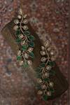 Shop_Paisley Pop_Green Stone Leaf Shaped Earrings _at_Aza_Fashions