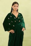 Shop_Naintara Bajaj_Green Velvet V-neck Hand Embellished Maxi Dress _Online_at_Aza_Fashions