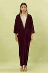 Naintara Bajaj_Maroon Velvet Sequins Halter Neck Embellished Dress _Online_at_Aza_Fashions