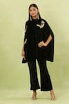 Buy_Samyukta Singhania_Black Velvet Sequins Embellished Cape And Pant Set _Online_at_Aza_Fashions