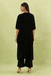 Shop_Samyukta Singhania_Black Velvet Sequins, Cut Work V-neck Embellished Kurta Set _at_Aza_Fashions