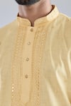 Shop_Arihant Rai Sinha_Gold Polyester, Cotton Mirrors, Embroidery Butti Kurta Set_Online_at_Aza_Fashions