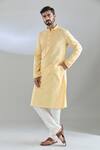 Buy_Arihant Rai Sinha_Gold Polyester, Cotton Mirrors, Embroidery Butti Kurta Set_at_Aza_Fashions