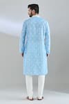 Shop_Arihant Rai Sinha_Blue Polyester, Cotton Embroidery Crest Motif Kurta And Churidar _at_Aza_Fashions