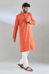 Shop_Arihant Rai Sinha_Orange Polyester, Polyamide Mirrors Embroidered Kurta Set _Online_at_Aza_Fashions
