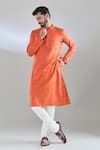 Buy_Arihant Rai Sinha_Orange Polyester, Polyamide Mirrors Embroidered Kurta Set _at_Aza_Fashions