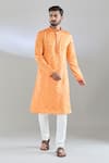 Buy_Arihant Rai Sinha_Orange Polyester Mirrors Maze Embroidered Kurta Set _at_Aza_Fashions