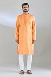 Arihant Rai Sinha_Orange Polyester Mirrors Maze Embroidered Kurta Set _Online_at_Aza_Fashions