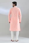 Shop_Arihant Rai Sinha_Peach Polyester, Cotton Embroidery Bloom Crest Kurta And Churidar Set _at_Aza_Fashions