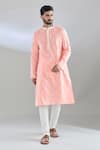 Buy_Arihant Rai Sinha_Peach Polyester, Cotton Embroidery Bloom Crest Kurta And Churidar Set _Online_at_Aza_Fashions