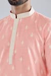 Shop_Arihant Rai Sinha_Peach Polyester, Cotton Embroidery Bloom Crest Kurta And Churidar Set _Online_at_Aza_Fashions