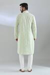Shop_Arihant Rai Sinha_Green Polyester, Cotton Embroidery Blossom Crest Kurta Set _at_Aza_Fashions
