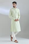Buy_Arihant Rai Sinha_Green Polyester, Cotton Embroidery Blossom Crest Kurta Set _at_Aza_Fashions