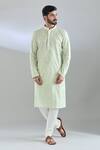 Shop_Arihant Rai Sinha_Green Polyester, Cotton Embroidery Blossom Crest Kurta Set _Online_at_Aza_Fashions