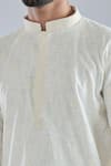Arihant Rai Sinha_Cream Polyester, Cotton Embroidery Floral Crest Kurta Set _at_Aza_Fashions