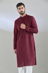 Arihant Rai Sinha_Maroon Kurta Cotton Embroidery Dori Set _at_Aza_Fashions