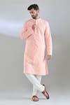 Shop_Arihant Rai Sinha_Peach Cotton, Polyester Sequins Dori And Embroidered Kurta Set _Online_at_Aza_Fashions