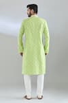 Shop_Arihant Rai Sinha_Green Cotton, Polyester Sequins Geometric Embroidered Kurta Set _at_Aza_Fashions