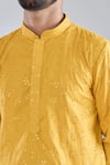 Arihant Rai Sinha Yellow Chanderi, Cotton, Polyester Sequins Chikankari Embroidered Kurta Set Online at Aza Fashions Arihant Rai Sinha_Yellow Chanderi, Cotton, Polyester Sequins Chikankari Embroidered Kurta Set_Online_at_Aza_Fashions
