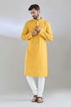Buy Arihant Rai Sinha Yellow Chanderi, Cotton, Polyester Sequins Chikankari Embroidered Kurta Set at Aza Fashions Buy_Arihant Rai Sinha_Yellow Chanderi, Cotton, Polyester Sequins Chikankari Embroidered Kurta Set_at_Aza_Fashions