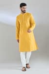 Arihant Rai Sinha Yellow Chanderi, Cotton, Polyester Sequins Chikankari Embroidered Kurta Set at Aza Fashions Arihant Rai Sinha_Yellow Chanderi, Cotton, Polyester Sequins Chikankari Embroidered Kurta Set_at_Aza_Fashions
