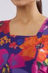 Samyukta Singhania_Multi Color Georgette, Crepe Square Neck Floral Print Maxi Dress _Online_at_Aza_Fashions