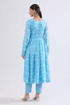 Shop_Samyukta Singhania_Blue Muslin Print Abstract Geometric V Neck Angarkha Kurta Set _at_Aza_Fashions
