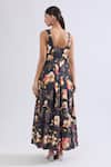 Shop_Naintara Bajaj_Black Rayon Sweetheart Neck Floral Print Tiered Maxi Dress _at_Aza_Fashions