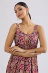 Naintara Bajaj_Purple Rayon Sweetheart Neck Floral Vine Print Maxi Dress _Online_at_Aza_Fashions