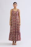 Buy_Naintara Bajaj_Purple Rayon Sweetheart Neck Floral Vine Print Maxi Dress _Online_at_Aza_Fashions