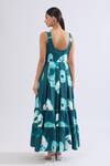 Shop_Samyukta Singhania_Green Rayon Sweetheart Neck Tie-dye Tiered Maxi Dress _at_Aza_Fashions