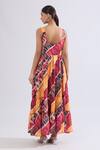 Shop_Naintara Bajaj_Multi Color Rayon Sweetheart Neck Abstract Print Maxi Dress _at_Aza_Fashions