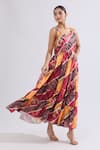 Shop_Naintara Bajaj_Multi Color Rayon Sweetheart Neck Abstract Print Maxi Dress _Online_at_Aza_Fashions