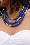 Shop_Mnsh_Blue Bead Layered Necklace _Online_at_Aza_Fashions