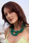 Buy_Mnsh_Gold Plated And Green Bead Layered Necklace 