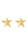 Shop_Mnsh_Gold Plated White Textured Star Shaped Earrings _at_Aza_Fashions