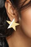 Buy_Mnsh_Gold Plated White Textured Star Shaped Earrings _at_Aza_Fashions