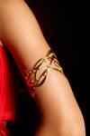 Buy_Mnsh_Gold Plated Diamonds, Crystals Cutwork Arm Band Cuff Bracelet_at_Aza_Fashions