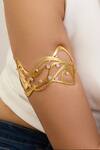 Shop_Mnsh_Gold Plated Diamonds, Crystals Cutwork Arm Band Cuff Bracelet_Online_at_Aza_Fashions