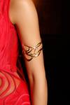 Mnsh_Gold Plated Diamonds, Crystals Cutwork Arm Band Cuff Bracelet_at_Aza_Fashions