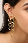 Mnsh_Gold Plated Crystals, Diamonds Cubic Zirconia Cutwork Earrings _Online_at_Aza_Fashions
