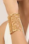 Mnsh_Gold Plated Crystals Cuff Bracelet With Zirconia And Diamond_Online_at_Aza_Fashions