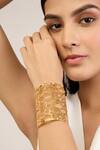 Buy_Mnsh_Gold Plated Crystals Cuff Bracelet With Zirconia And Diamond_at_Aza_Fashions