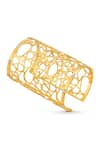 Shop_Mnsh_Gold Plated Crystals Cuff Bracelet With Zirconia And Diamond_at_Aza_Fashions